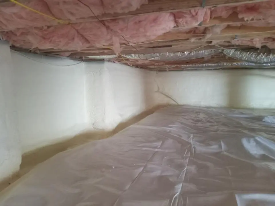 Crawl space encapsulation with closed-cell spray foam for Metal Roof Coating in Hollins